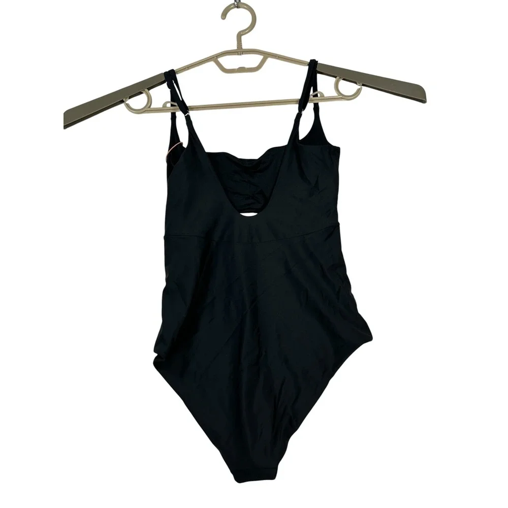 NWT Quince Womens Italian Cut Out One Piece Swimsuit Medium Sustainable Black